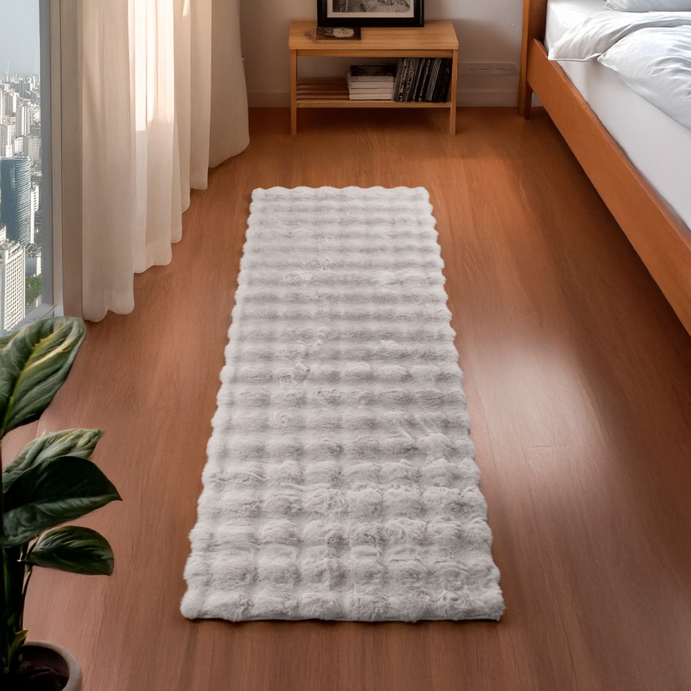 Tapete de Pelo Bubble Toque Macio Textura em Relevo Antiderrapante 60cm x 1,80m