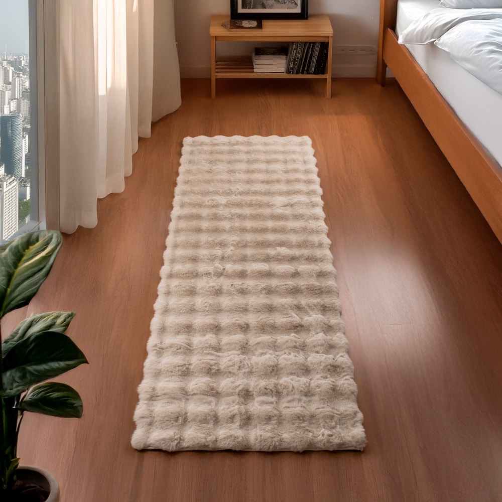 Tapete de Pelo Bubble Toque Macio Textura em Relevo Antiderrapante 60cm x 1,80m