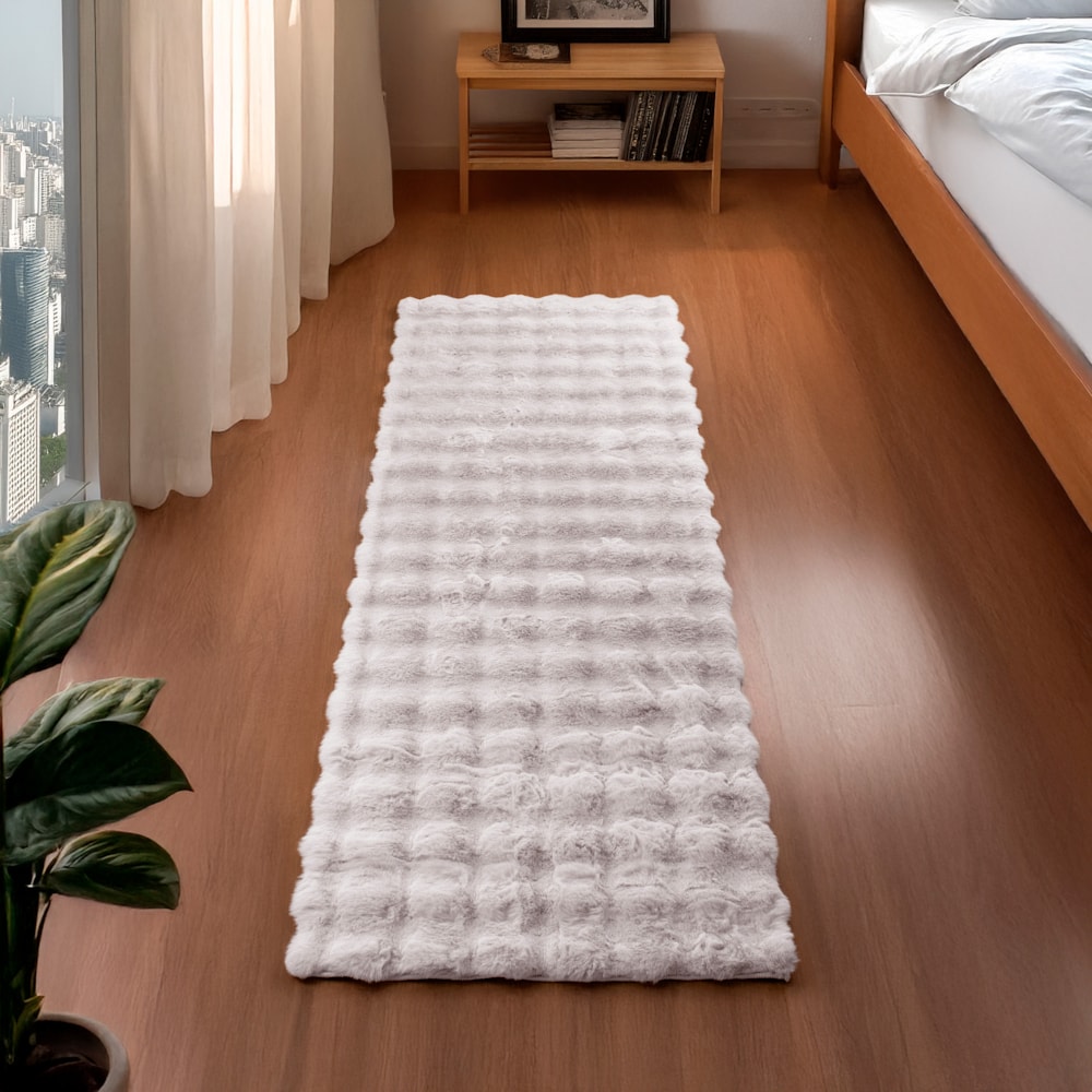 Tapete de Pelo Bubble Toque Macio Textura em Relevo Antiderrapante 60cm x 1,80m