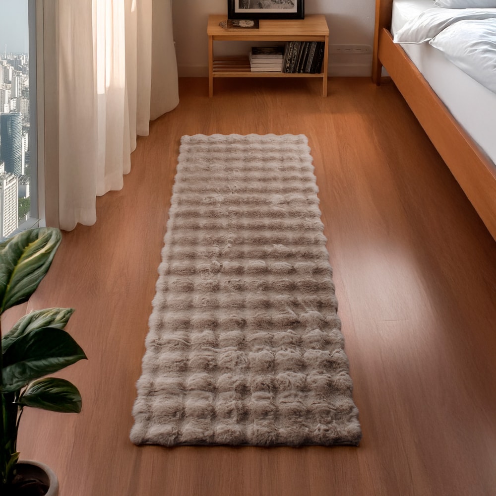 Tapete de Pelo Bubble Toque Macio Textura em Relevo Antiderrapante 60cm x 1,80m