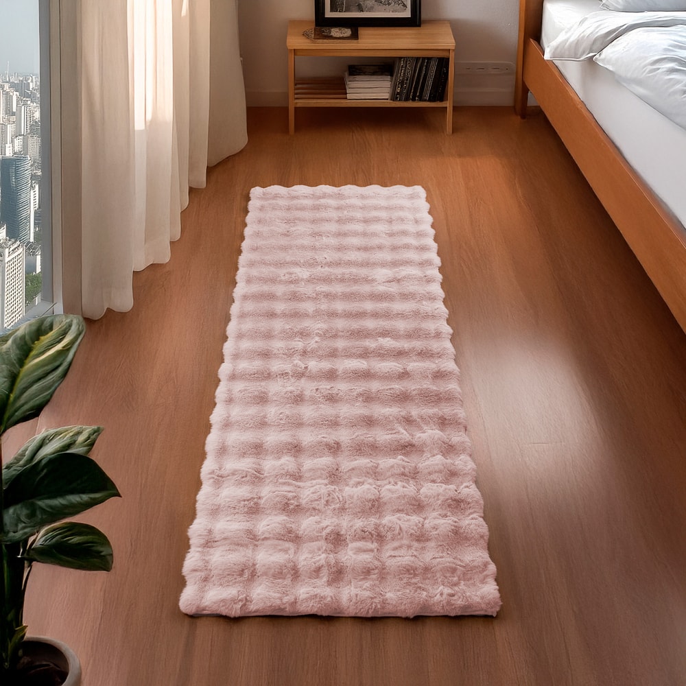 Tapete de Pelo Bubble Toque Macio Textura em Relevo Antiderrapante 60cm x 1,80m