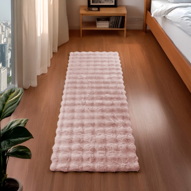 Tapete de Pelo Bubble Toque Macio Textura em Relevo Antiderrapante 60cm x 1,80m