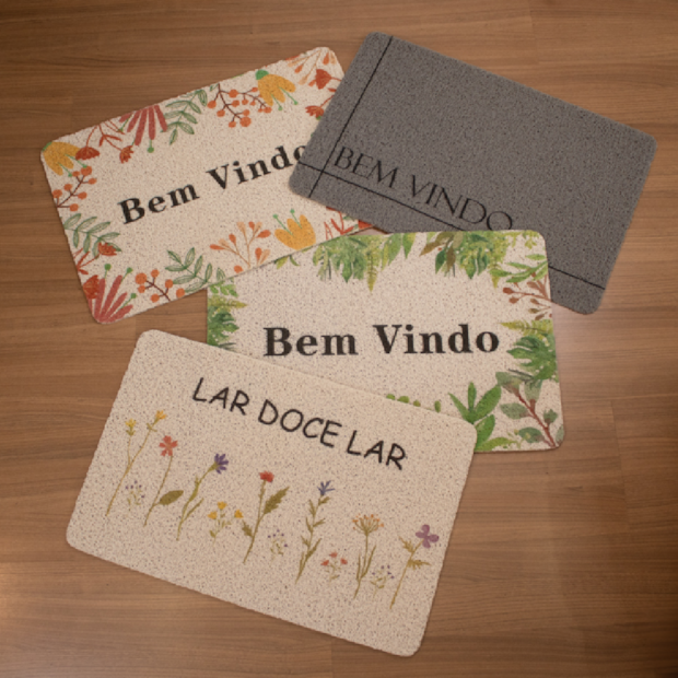 Tapete de Porta / Capacho de Vinil Antiderrapante Estampado 38cm x 58cm