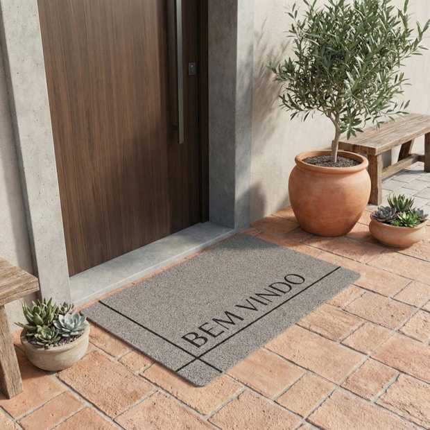 Tapete de Porta / Capacho de Vinil Antiderrapante Estampado 38cm x 58cm