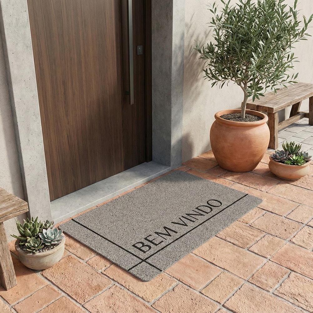 Tapete de Porta / Capacho de Vinil Antiderrapante Estampado 38cm x 58cm