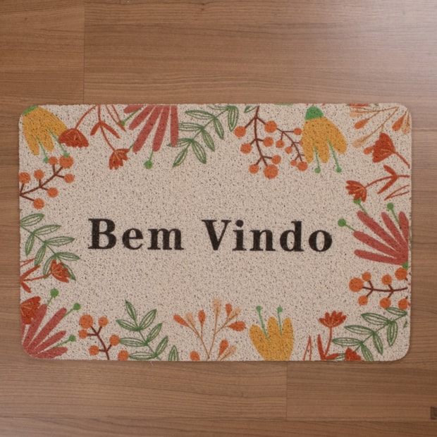Tapete de Porta / Capacho de Vinil Antiderrapante Estampado 38cm x 58cm