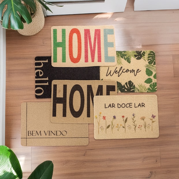 Tapete de Porta / Capacho de Vinil Estampado 40cm x 60cm