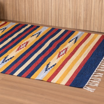 Tapete Indiano Kilim 100% Algodão 1,00m x 1,40m