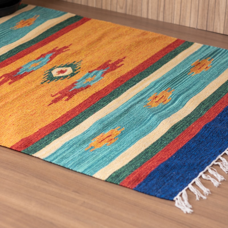 Tapete Indiano Kilim 100% Algodão 1,00m x 1,40m