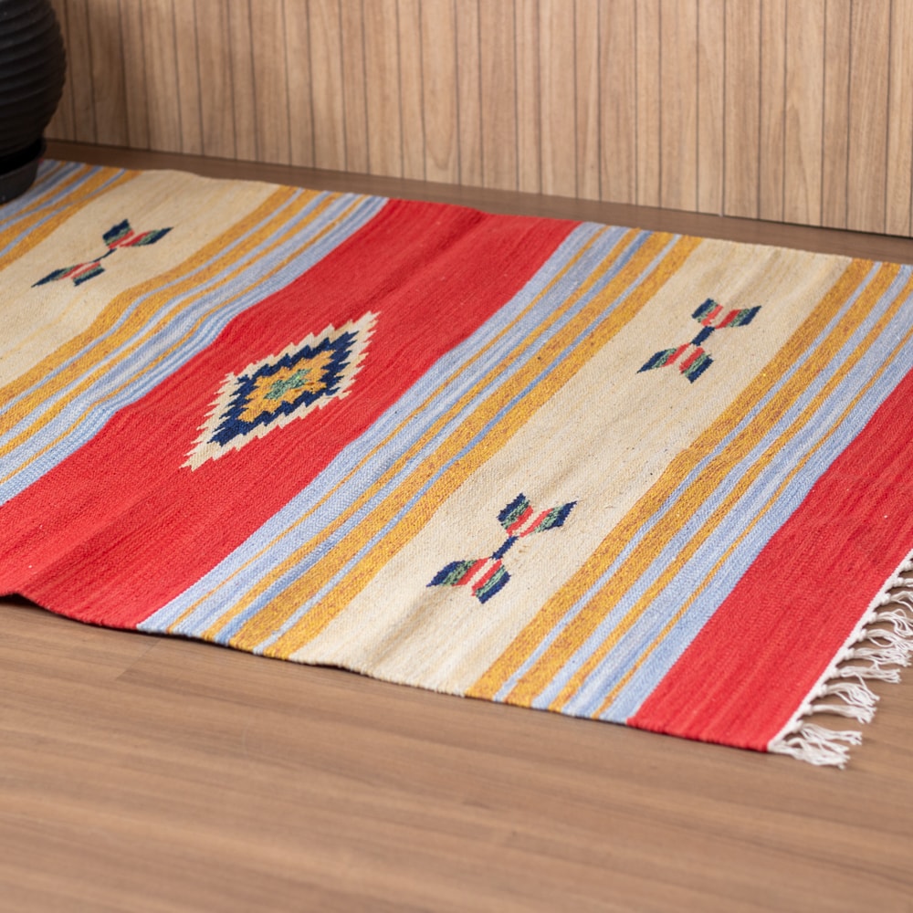 Tapete Indiano Kilim 100% Algodão 1,00m x 1,40m