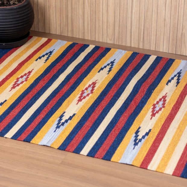 Tapete Indiano Kilim 100% Algodão 1,40m x 2,00m