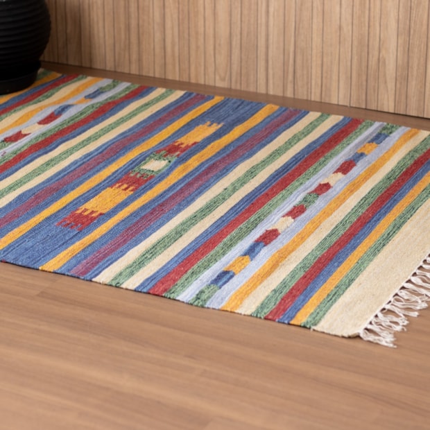 Tapete Indiano Kilim 100% Algodão 1,40m x 2,00m
