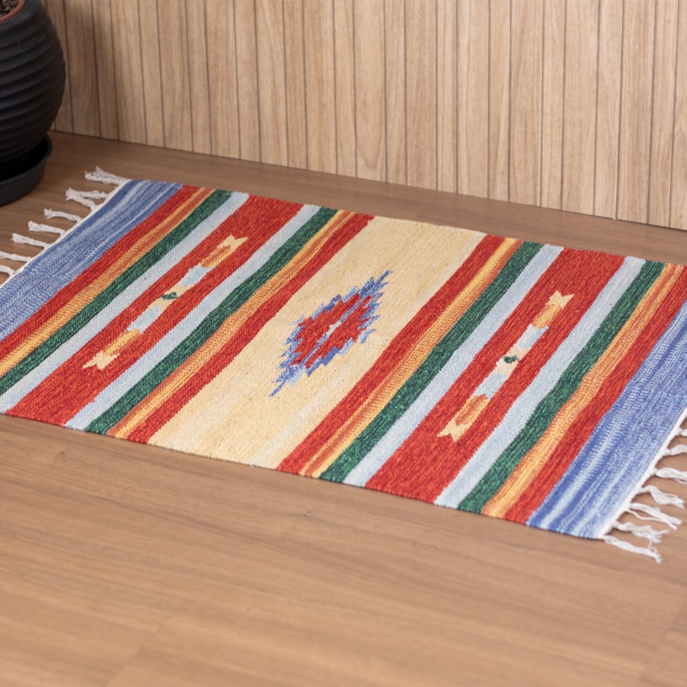 Tapete Indiano Kilim 100% Algodão 50cm x 70cm