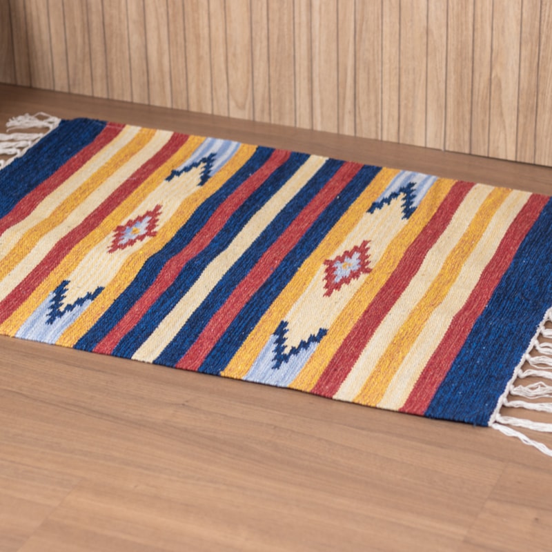 Tapete Indiano Kilim 100% Algodão 60cm x 90cm
