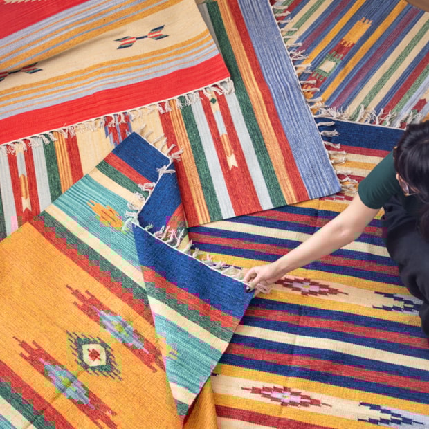 Tapete Indiano Kilim 100% Algodão 60cm x 90cm