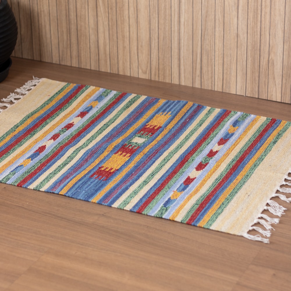 Tapete Indiano Kilim 100% Algodão 60cm x 90cm