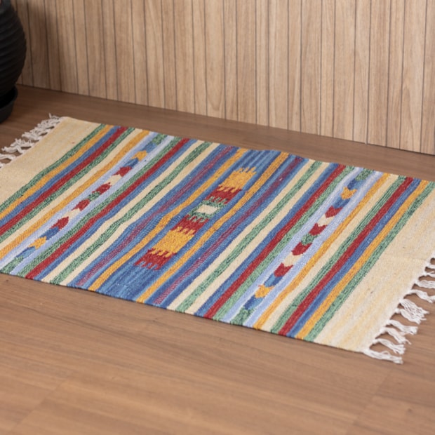 Tapete Indiano Kilim 100% Algodão 60cm x 90cm