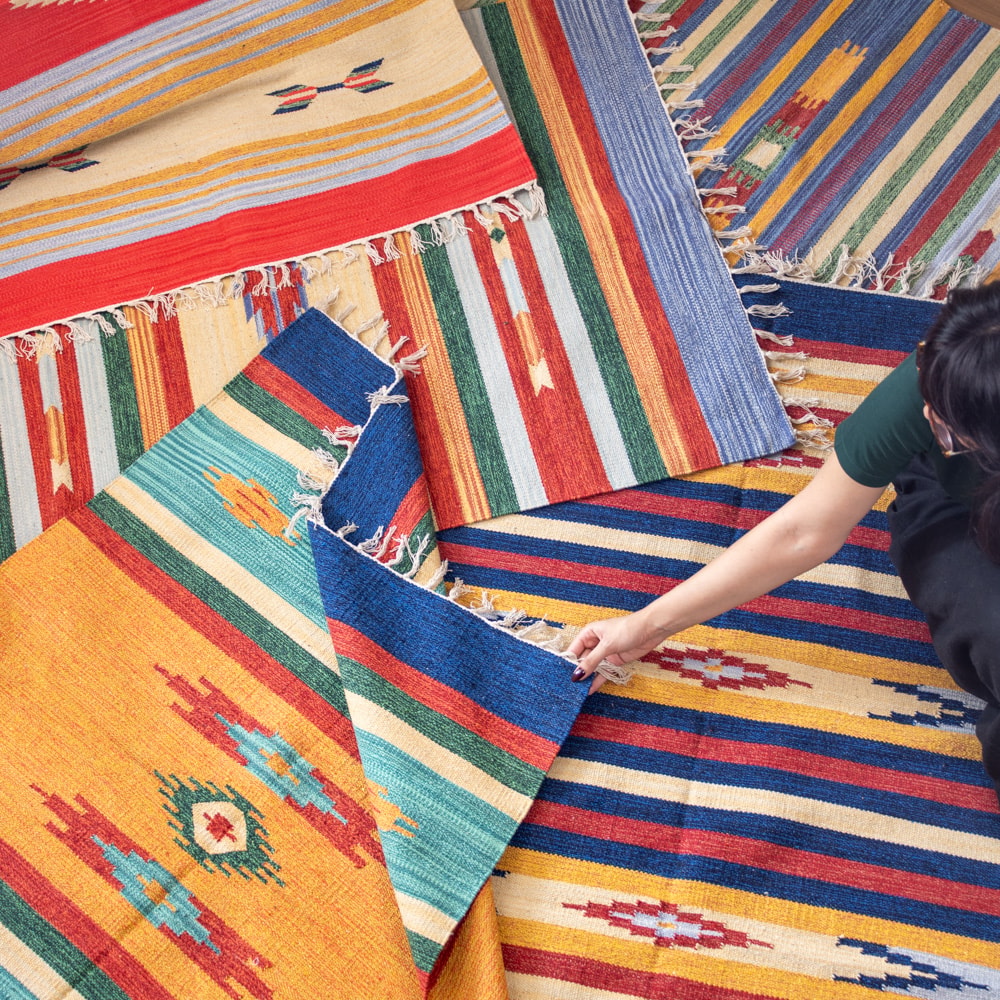Tapete Indiano Kilim 100% Algodão 60cm x 90cm