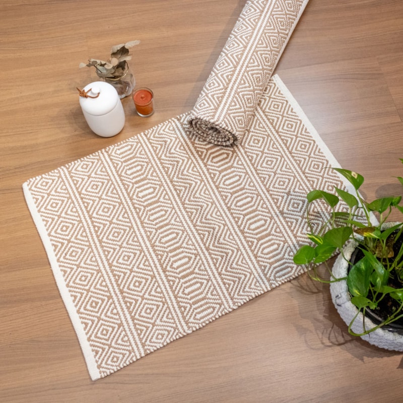 Tapete Indiano Kilim Anand 100% Algodão 60cm x 90cm