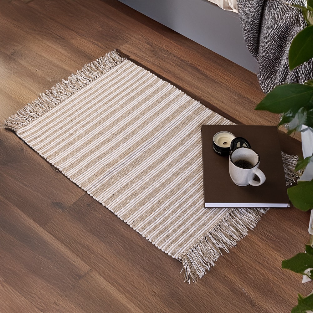 Tapete Indiano Kilim Listras 100% Algodão 50cm x 70cm