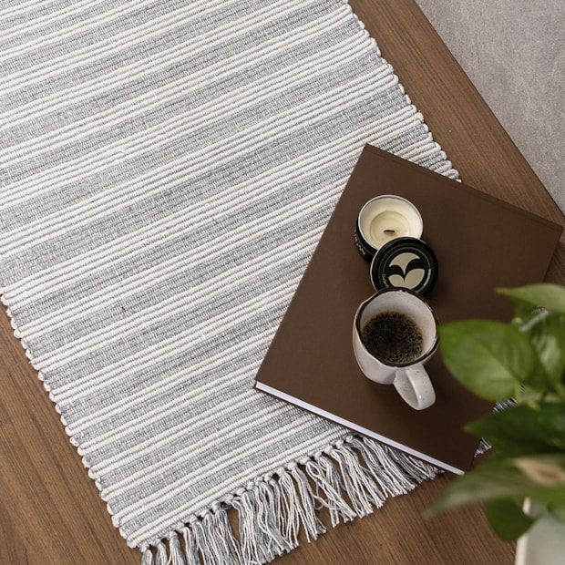 Tapete Indiano Kilim Listras 100% Algodão 50cm x 70cm
