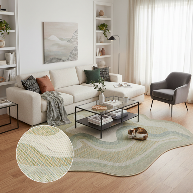 Tapete Orgânico para Sala Egípcio Bellagio Orta Sisal Sintético 2,40m x 3,00m
