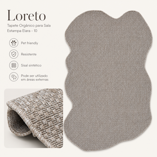 Tapete Orgânico para Sala Egípcio Loreto Sisal Sintético 1,40m x 2,00m