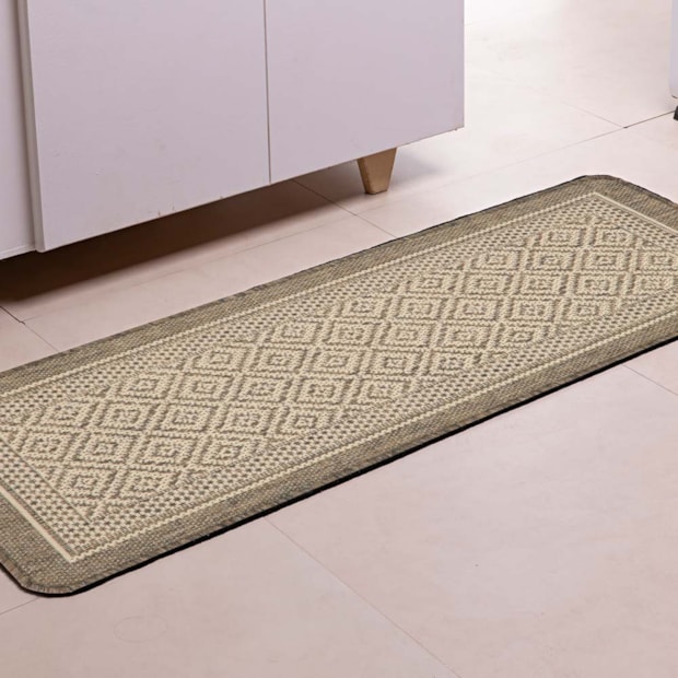 Tapete Para Cozinha Flex Geométrico Bege 006 Antiderrapante 50cm x 1,80m