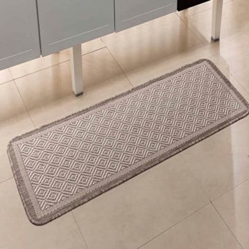Tapete Para Cozinha Flex Geométrico Bege Antiderrapante 45cm x 1,20m