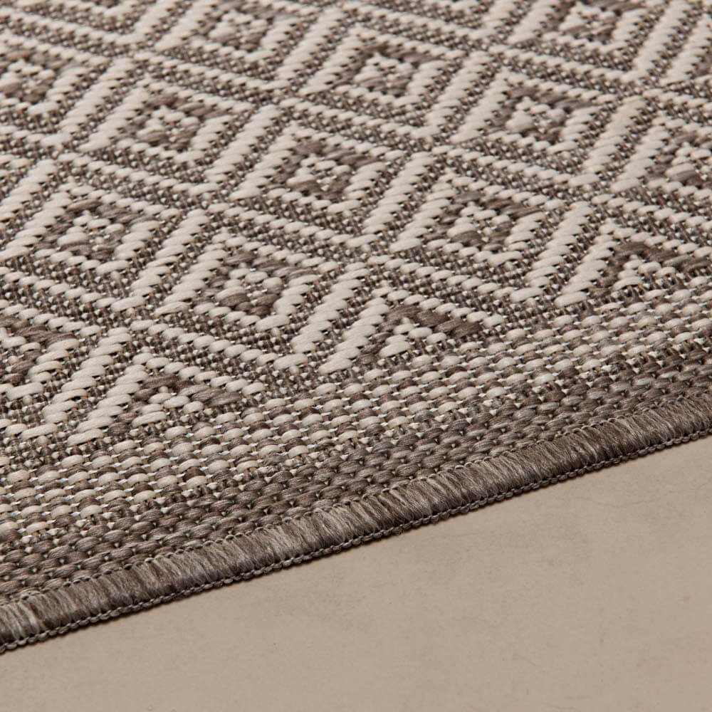 Tapete Para Cozinha Flex Geométrico Bege Antiderrapante 45cm x 1,20m