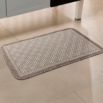Tapete Para Cozinha Flex Geométrico Bege Antiderrapante 45cm x 67cm