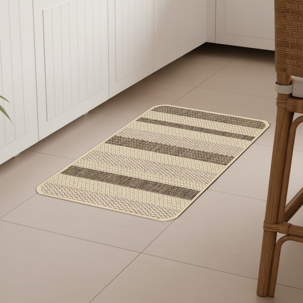Tapete Para Cozinha Flex Listrado Bege 002 Antiderrapante 45cm x 67cm