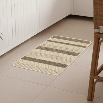 Tapete Para Cozinha Flex Listrado Bege 002 Antiderrapante 45cm x 67cm