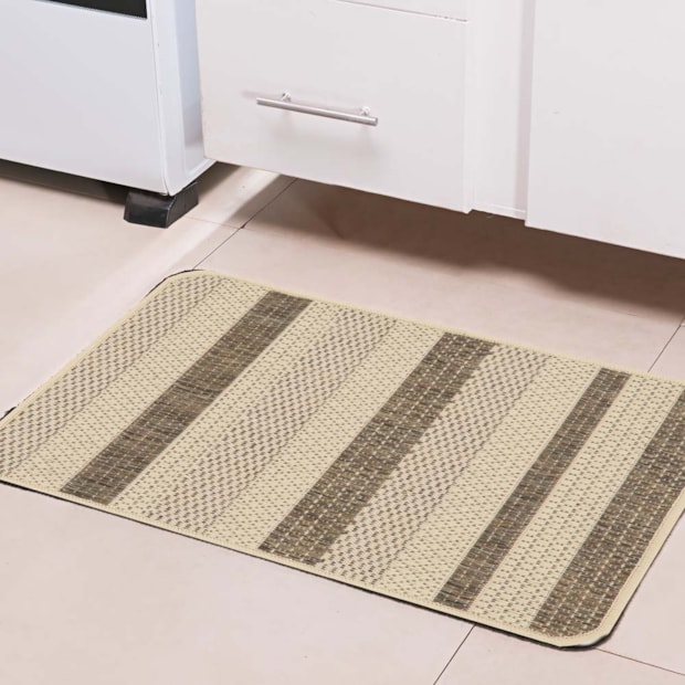 Tapete Para Cozinha Flex Listrado Bege 002 Antiderrapante 45cm x 67cm