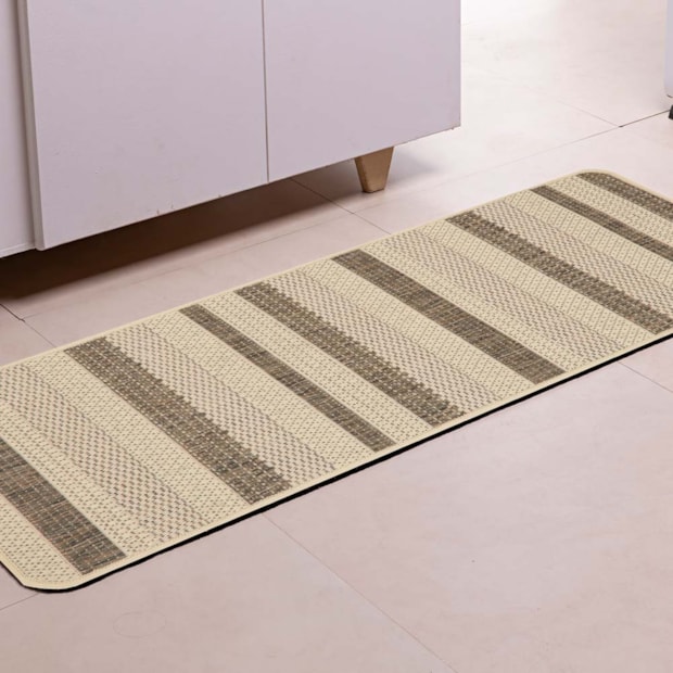 Tapete Para Cozinha Flex Listrado Bege 002 Antiderrapante 50cm x 1,80m