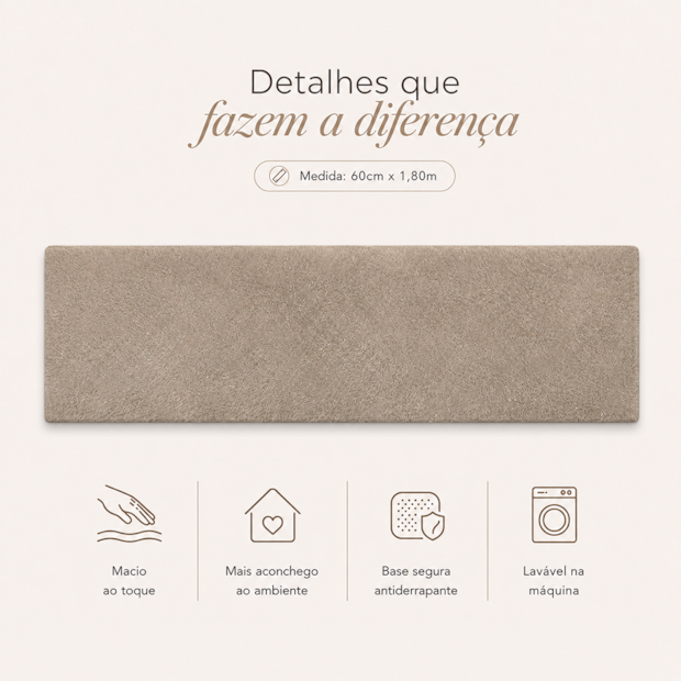 Tapete / Passadeira de Pelo Albany II Toque Macio Antiderrapante 60cm x 1,80m