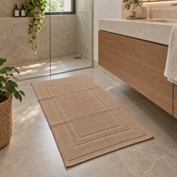 Tapete / Passadeira Delhi Moldura Antiderrapante 100% Algodão 55cm x 1,10m