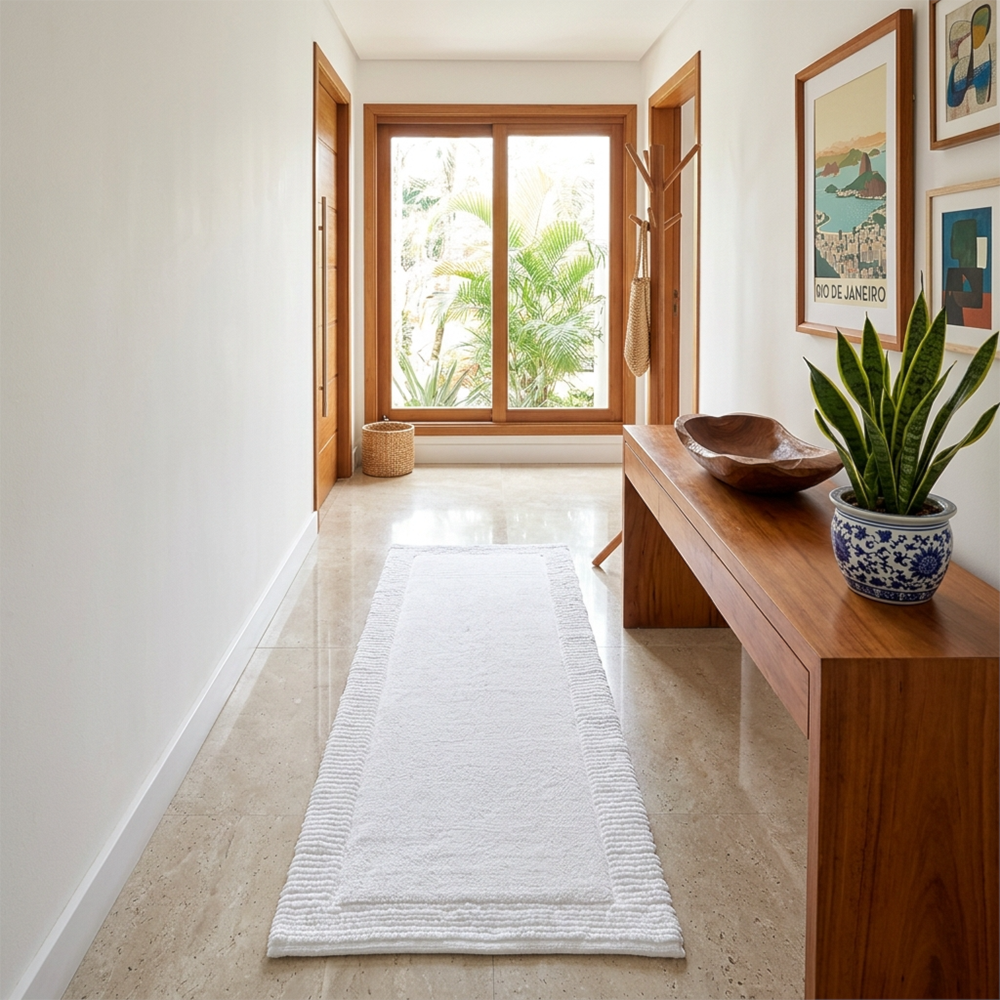 Tapete Kacyumara Suez 100% Algodão Antiderrapante 60cmx1,60m