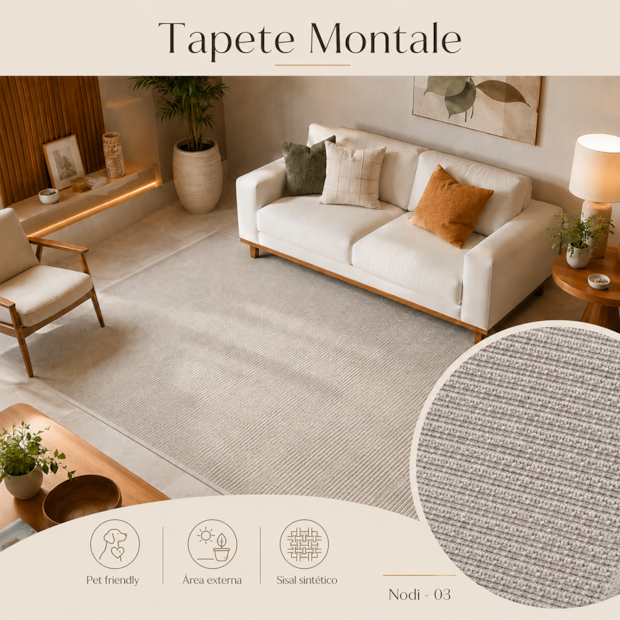 Tapete Redondo para Sala Egípcio Montale Sisal Sintético 2,00m
