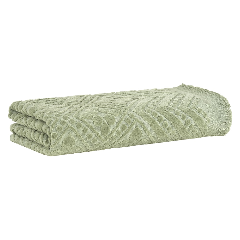 Toalha de Banho Buddemeyer Anis Jacquard Aveludada 100% Algodão c/ Franjas - Gramatura: 420g/m²