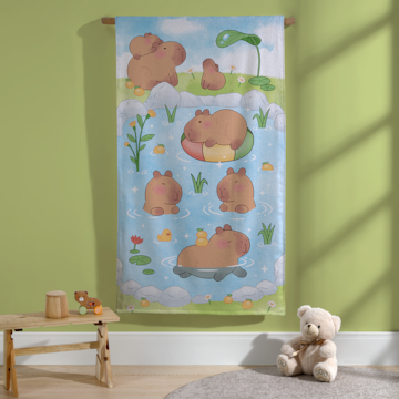 Toalha de Banho Infantil Dohler Capivara no Parque Aveludada 100% Algodão - Gramatura: 320g/m²