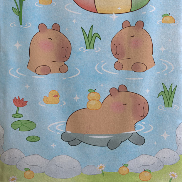 Toalha de Banho Infantil Dohler Capivara no Parque Aveludada 100% Algodão - Gramatura: 320g/m²