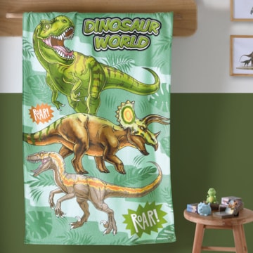 Toalha de Banho Infantil Dohler Dino 100% Algodão - Gramatura: 335g/m²