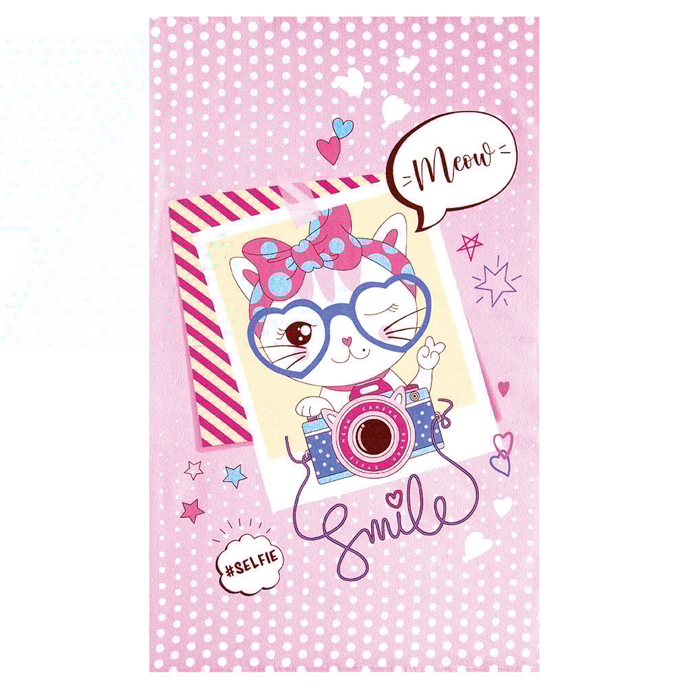 Toalha de Banho Infantil Dohler Meow Felpuda 100% Algodão - Gramatura: 335g/m²