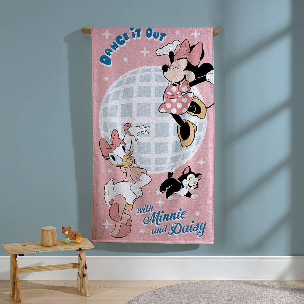 Toalha de Banho Infantil Dohler Minnie Dance It Out Aveludada 100% Algodão - Gramatura: 320g/m²