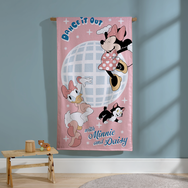 Toalha de Banho Infantil Dohler Minnie Dance It Out Aveludada 100% Algodão - Gramatura: 320g/m²