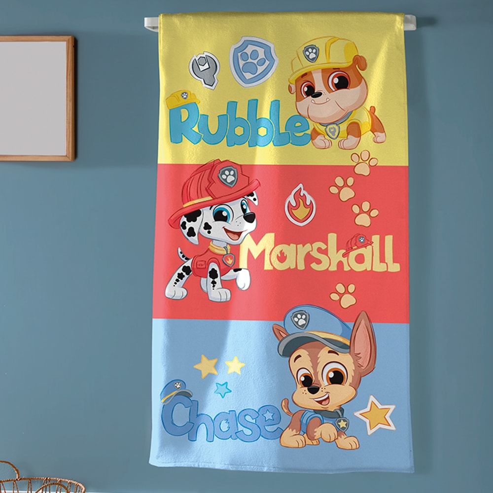 Toalha de Banho Infantil Dohler Patrulha Canina Aveludada 100% Algodão - Gramatura: 320g/m²