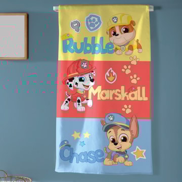 Toalha de Banho Infantil Dohler Patrulha Canina Aveludada 100% Algodão - Gramatura: 320g/m²