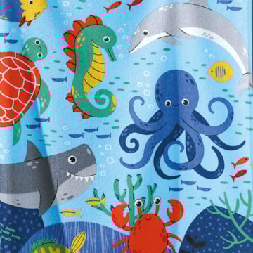 Toalha de Banho Infantil Dohler Sea Fun Felpuda 100% Algodão - Gramatura: 335g/m²