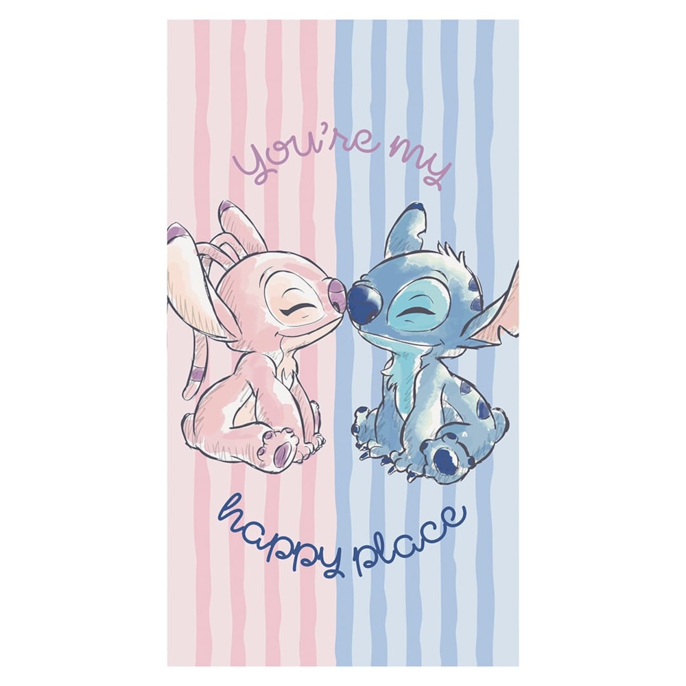 Toalha de Banho Infantil Dohler Stitch Happy Place Aveludada 100% Algodão - Gramatura: 320g/m²